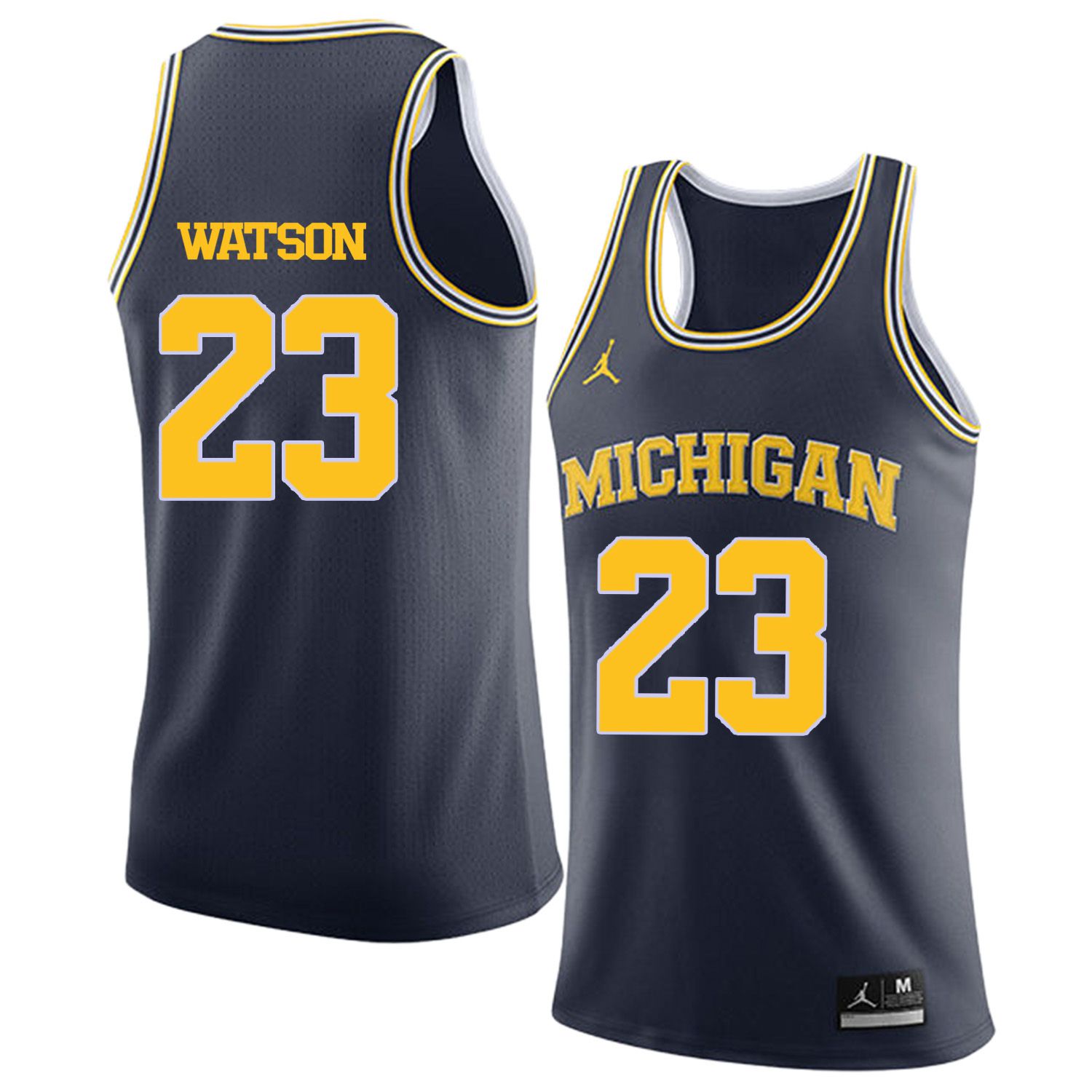 Men Jordan University of Michigan Basketball Navy #23 Watson Customized NCAA Jerseys